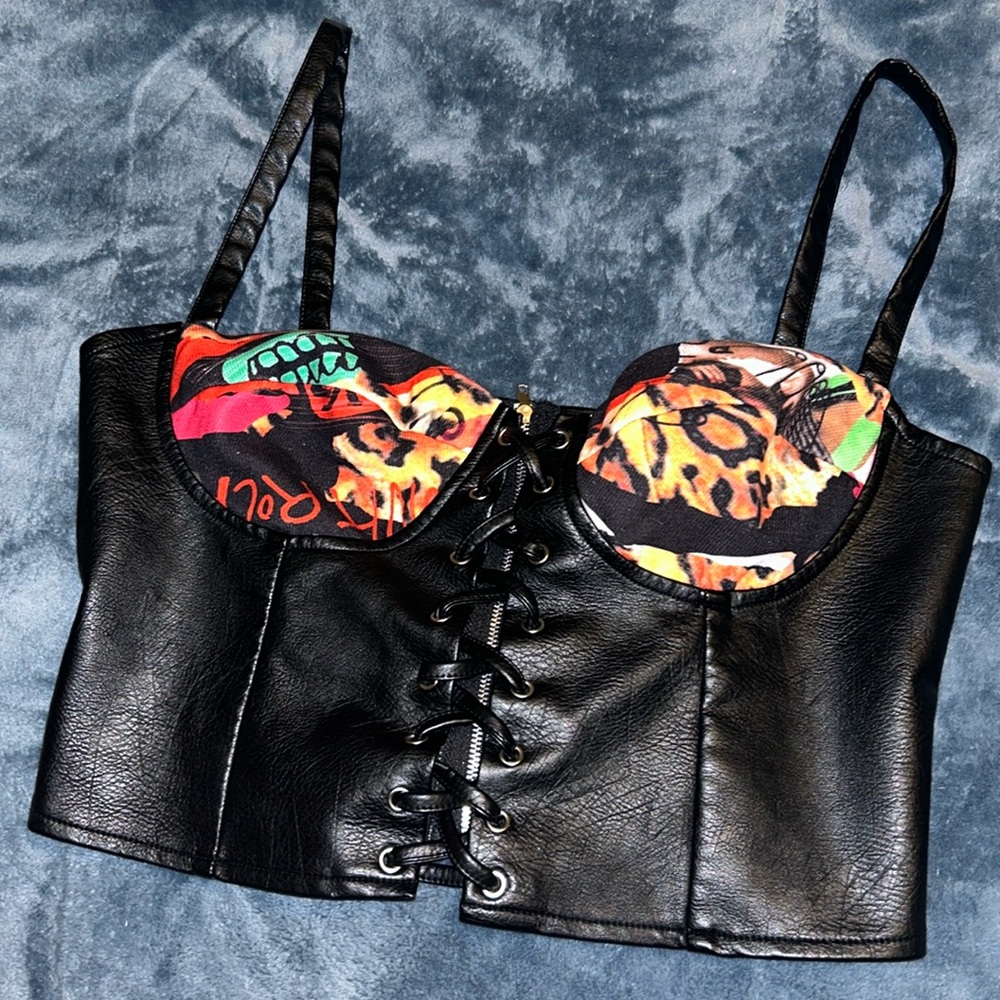 Animal print lacey corset top